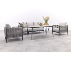 GI Diamo stoel/bank lounge-diningset (4-delig) - Carbon Black/Zand