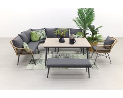GI Margriet lounge-/dining set met stoel - Naturel wicker