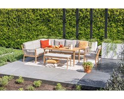 GI Sardinia lounge-dining set aluminium (7-delig) - Teak look/Zand