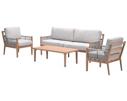 GI Sardinia stoel-bank loungeset (4-delig) - Aluminium Teak look/Zand OP=OP