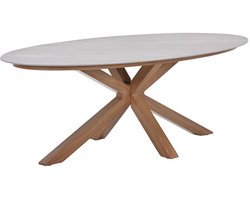 GI Scotland ovale tuintafel 230x115 cm. - Teak look/Zand - Op=Op