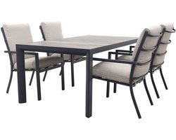 GI Sergio/Kings 4-persoons dining tuinset 180x100 cm. - Antraciet/Zand