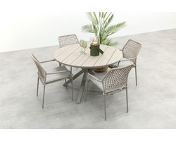 GI Swifty/Edison 4-persoons ronde stapelbare tuinset Ø122 cm. - Taupe