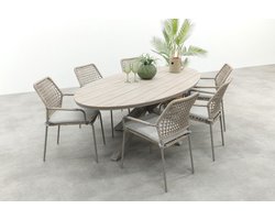 GI Swifty/Edison 6-persoons ovale stapelbare tuinset 220x115 cm. - Taupe