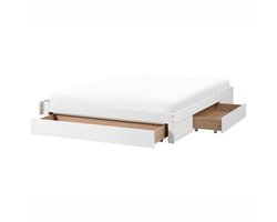 GIAT - Bed met opbergruimte - Wit - 180 x 200 cm - Rubberhout
