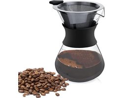 Giet over koffiezetapparaat van borosilicaatglas met roestvrij stalen filter, 400 ml - Handmatige koffie druppelaar - Glazen koffiepot met schaalverdeling