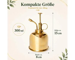 Gieter van 300 ml van messing, retro plantenspuitfles, gemaakt van puur messing, mini-gieter, Geschikt voor kamerplanten, vetplanten en kruiden, retro design.