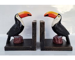 Gietijzeren boekensteun Toekans BZ1772950 - 2 stuks - gietijzer - toucan exotishe vogel toekan