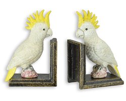 Gietijzeren boekensteunen - Kakatoe - multicolor - 17,2 cm hoog