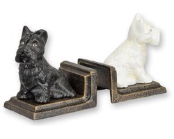 Gietijzeren boekensteunen - Terrier honden - multicolor - 12 cm hoog