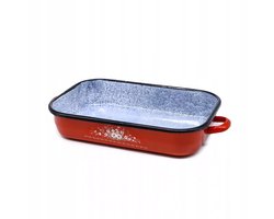 Gietijzeren braadpan met emaille, retro bloemenprint, 26cm