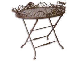 Gietijzeren Butler Table Bruin – Klassieke Bijzettafel met Uitneembaar Blad – Vintage Stijl – Stevige en Duurzame Butler Tafel