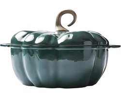 Gietijzeren Cocotte - Stoofpot Pan - Stoofschotels Maken - Pompoen Vorm - 376 Liter - Groen