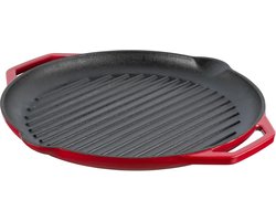 Gietijzeren grillpan - rood - geëmailleerd - beste kwaliteit