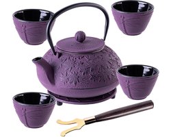 Gietijzeren Japanse Theepot Set met 4 Kopjes voor Losse Thee