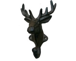 Gietijzeren kapstok haak hert met gewei - Wandhaak