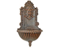Gietijzeren muurfontein – stijlvolle wandfontein van gietijzer – decoratieve tuinfomtein voor tuin, terras of balkon – nostalgische muurdecoratie