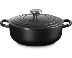 Gietijzeren Pan - Sauté Pan - Langzaam Garen - Gelijkmatige Warmte - 24cm Diameter - Satijn Zwart