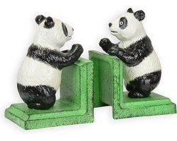 Gietijzeren Panda Boekensteunen – Decoratieve Dierenfiguren van Gietijzer – Zware Boekenhouders voor Stevigheid en Stijl in Boekenplank