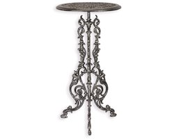 Gietijzeren Plantentafel Antiek Zilver – Klassieke Ronde Bijzettafel voor Binnen & Buiten – Stijlvolle Decoratieve Tafeltje 69x36 cm