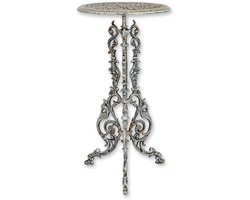Gietijzeren Plantentafel Rond – Antiek Rood-Groen – Klassiek Design – Decoratieve Bijzettafel Tuin & Woonkamer – Stevig & Sierlijk
