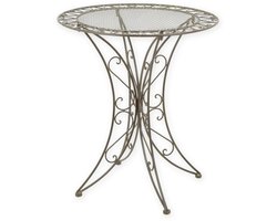Gietijzeren ronde tuintafel bruin – Klassieke en stevige smeedijzeren tuin tafel Ø70 cm – Weerbestendige nostalgische bistrotafel