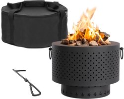 Gietijzeren Rookvrije Vuurkorf - Vuurschaal voor Buiten - Opvouwbaar en Draagbaar voor Camping, Tuin en Picknick met Pook
