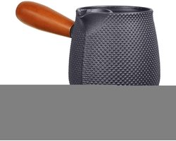 Gietijzeren Theeketel - Kokende Waterkoker Theepot - Thee Zetten - Warmte-geïsoleerd Houten Handvat - 600 ml - Zwart