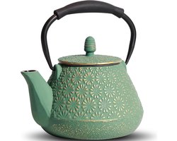 Gietijzeren Theepot 950ml Japans Kersenbloesem Theepot met Infuser en Hittebestendige Handgreep