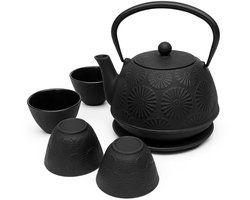 Gietijzeren theepot met kopjes en onderzetter KOGA, 1200 ml