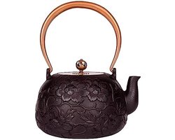 Gietijzeren theepot - Theepot losse thee - Thee zetten thuis - Duurzame constructie - 12 liter capaciteit - Zwart
