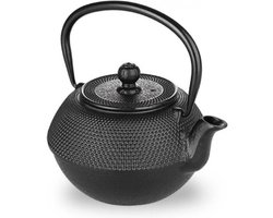 Gietijzeren theepot zwart 12 liter geëmailleerde binnenkant geschikt voor inductie - grote capaciteit, duurzaamheid