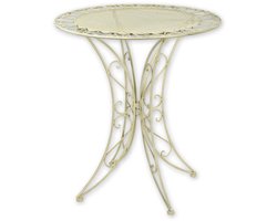 Gietijzeren tuintafel wit – ronde metalen bistrotafel Ø70 cm – klassieke tuinmeubel voor terras, balkon en tuin – weerbestendig design
