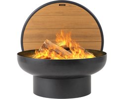 Gietijzeren vuurkorftafel met deksel voor buiten - diepe ronde vuurplaats voor vreugdevuurbijeenkomsten