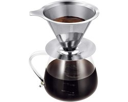 Gietkan voor koffiezetapparaat 600ml - borosilicaatglazen karaf - handvat - roestvrijstalen papierloze filter - gaaskegelfilter - 1-4 kopjes Coffee Strainer