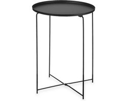 Giftdecor Bijzettafel/salontafel/koffietafel - Bombay - zwart - metaal - rond - D35 cm x H50 cm