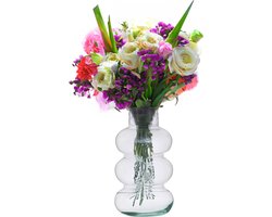 Giftdecor Bloemenvaas Bubble - luxe deco glas - helder transparant - 21 x 35 cm - sierlijke vaas
