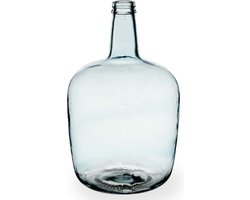 Giftdecor Bloemenvaas - fles - glas - blauw transparant - 22 x 39 cm - vaas