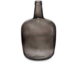 Giftdecor - Bloemenvaas - fles - glas - grijs transparant - 22 x 39 cm