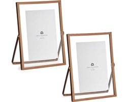 Giftdecor Fotolijstje voor 10 x 15 cm foto - 2x - koper - metaal - Modern - frame 16 x 21 cm - staand