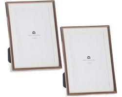 Giftdecor Fotolijstje voor 13 x 18 cm foto - 2x - koper - metaal - frame 15 x 20 cm - passe partout