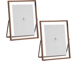 Giftdecor Fotolijstje voor 13 x 18 cm foto - 2x - koper - metaal - Modern - frame 18 x 23 cm