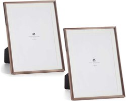 Giftdecor Fotolijstje voor 15 x 20 cm foto - 2x - koper - metaal - frame 23 x 28 cm - passe partout