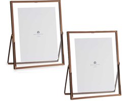 Giftdecor Fotolijstje voor 15 x 20 cm foto - 2x - koper - metaal - Modern - frame 20 x 25 cm
