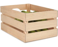 Giftdecor fruitkisten opslagbox - open structuur - naturel - hout - L36 x B26 x H18 cm - Decoratie huis en tuin - Kisten/kistjes