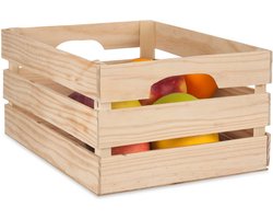 Giftdecor fruitkisten opslagbox - open structuur - naturel - hout - L41 x B31 x H20 cm - Decoratie huis en tuin - Kisten/kistjes