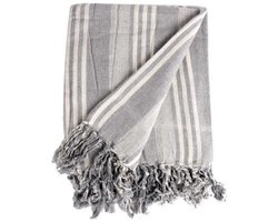 Giftdecor Plaid - wit / grijs - 235 x 205 cm - katoen - deken - kleed