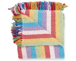 Giftdecor Plaid/bank deken Hamam - 125 x 150 cm - beddensprei - strepenmotief - multifunctionele deken