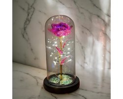 Giftpoint Eeuwige Roze Roos - Glazen Stolp met LED - Cadeau voor Vrouw - Cadeau voor Man - Kerstcadeau - Valentijn Cadeautje voor Haar - Valentijn Cadeautje voor Hem - Valentijn - Moederdag Cadeautje - Jubileum Geschenk - Verjaardag Cadeau Vrouw
