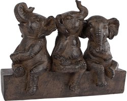 Gifts Amsterdam Sculptuur Three Elephants 25x11x18.5cm polysteen bruin